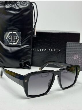 NEW Philipp Plein SPP81 Hexagon Men’s Black Sunglasses 55/17/145 AUTHENTIC $560